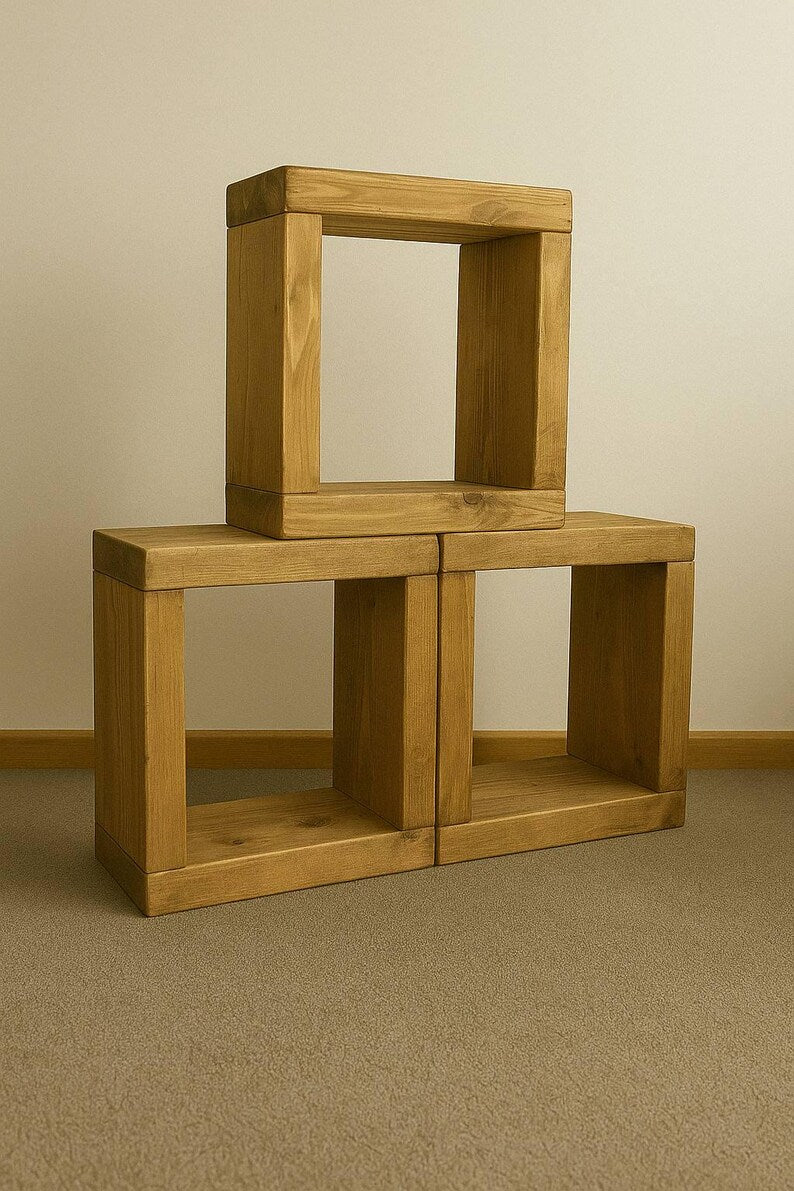 Rustic cube side tables - set of (3)