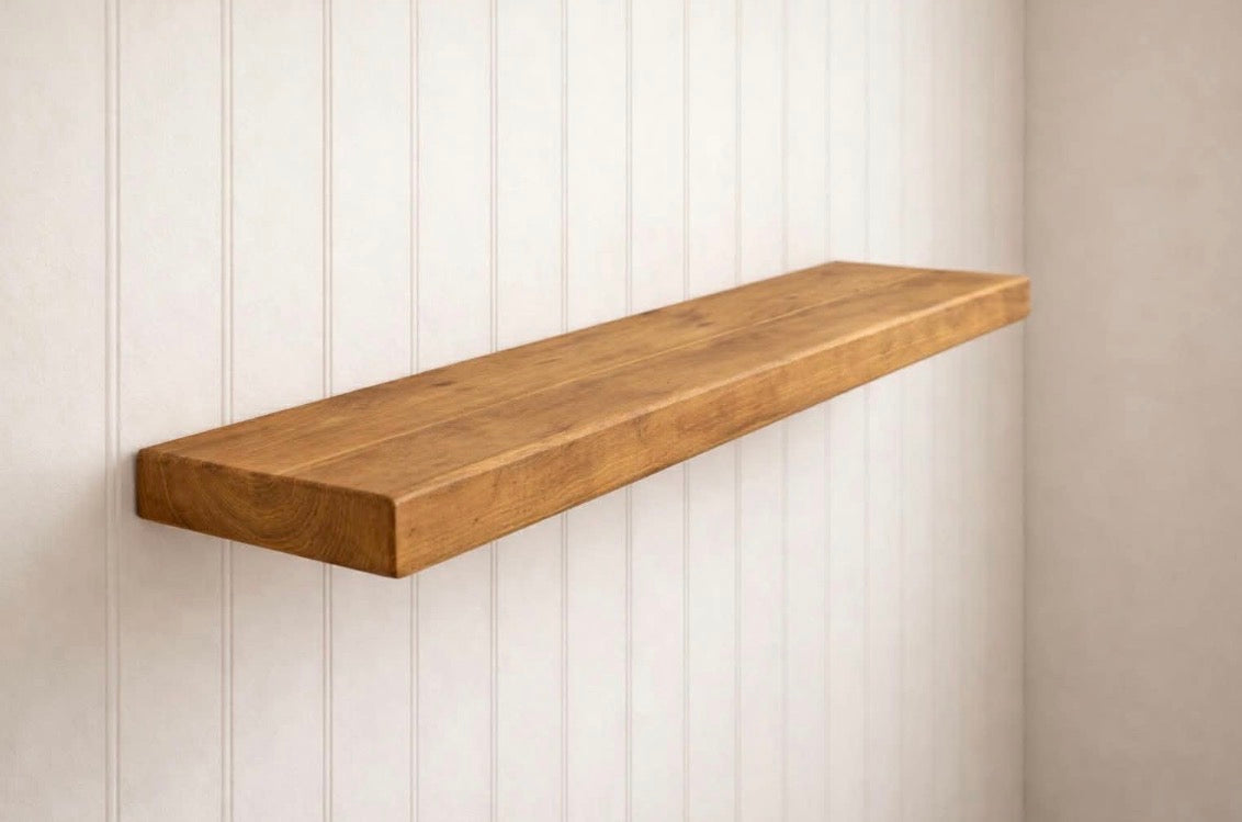 Solid rustic shelves with brackets