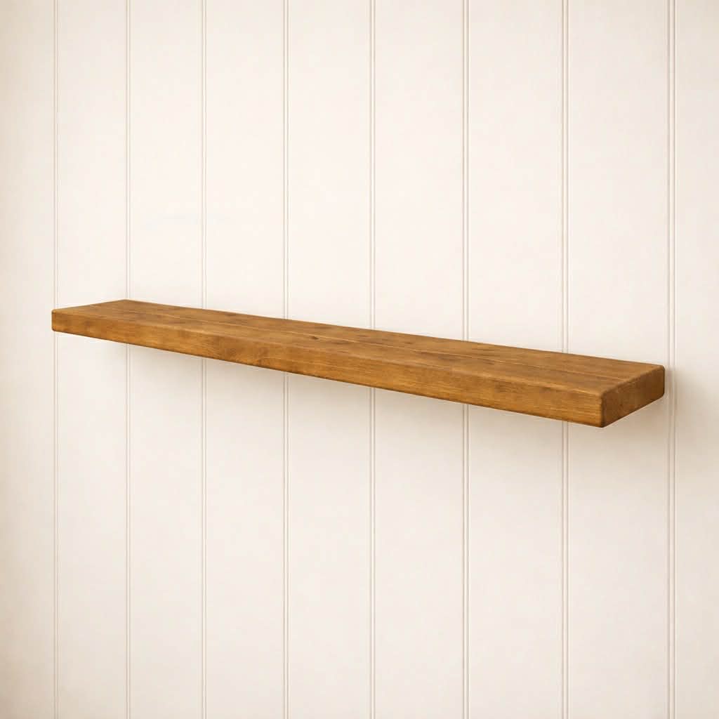 Solid rustic shelves with brackets