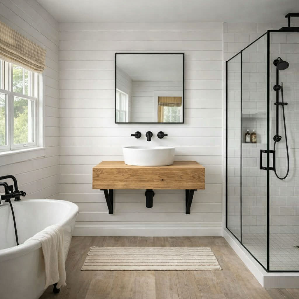 The Floating beam washstand with brackets